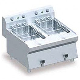 Friteuse à poser profondeur 60 cm, 2 cuves 9L